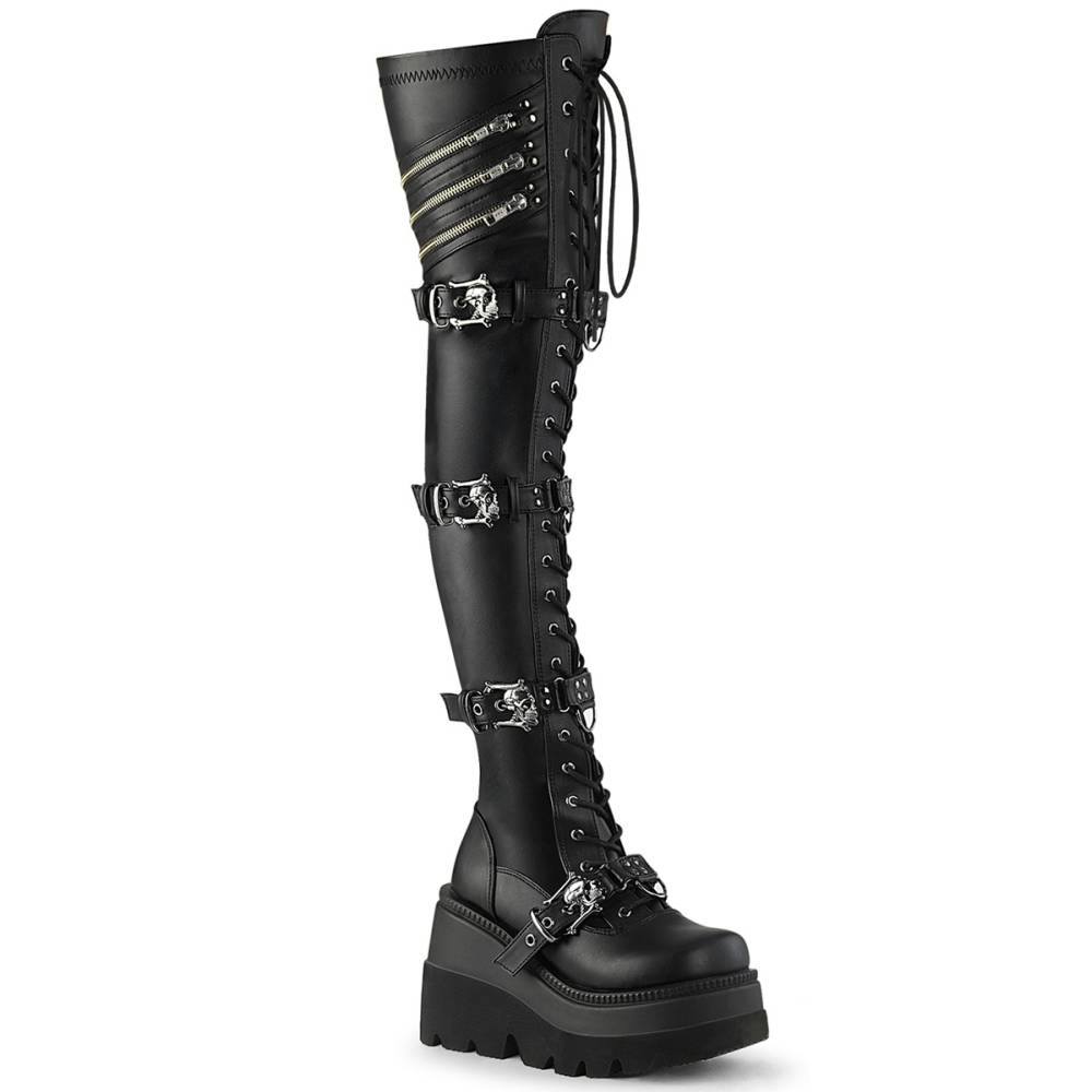 DemoniaCult - SHAKER420 Plattform Overknee Stiefel - Schwarz Product image